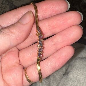 Avon Gold Bracelet with Blue Crystal Accents